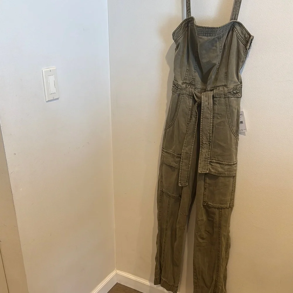 NWT Free People - Go West Utility Jumpsuit Belted Open Back Small‎